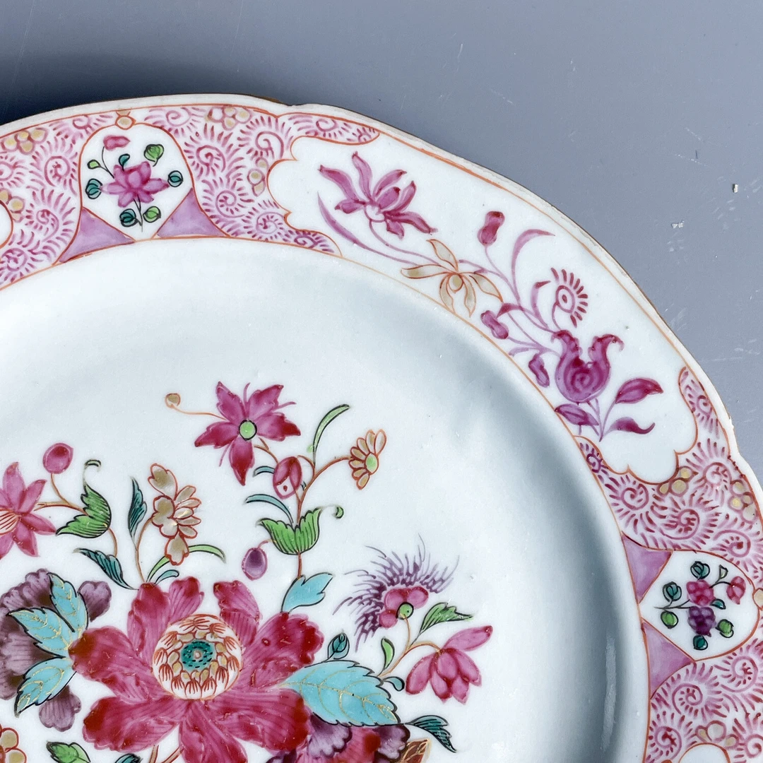 清乾隆 胭脂水粉彩花卉纹赏盘9-M25LH002599-02