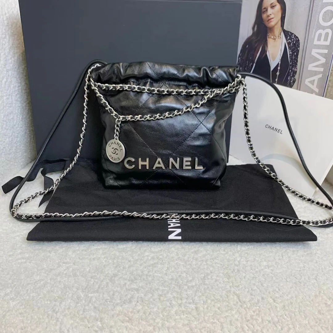 99新 Chanel/香奈儿 壹臻/ 23A黑银牛22bag mi ni 85844449