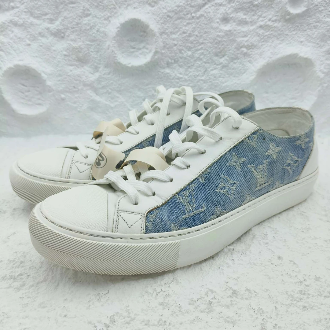 95新 LouisVuitton/路易威登 8码/42码蓝白牛仔休闲板鞋