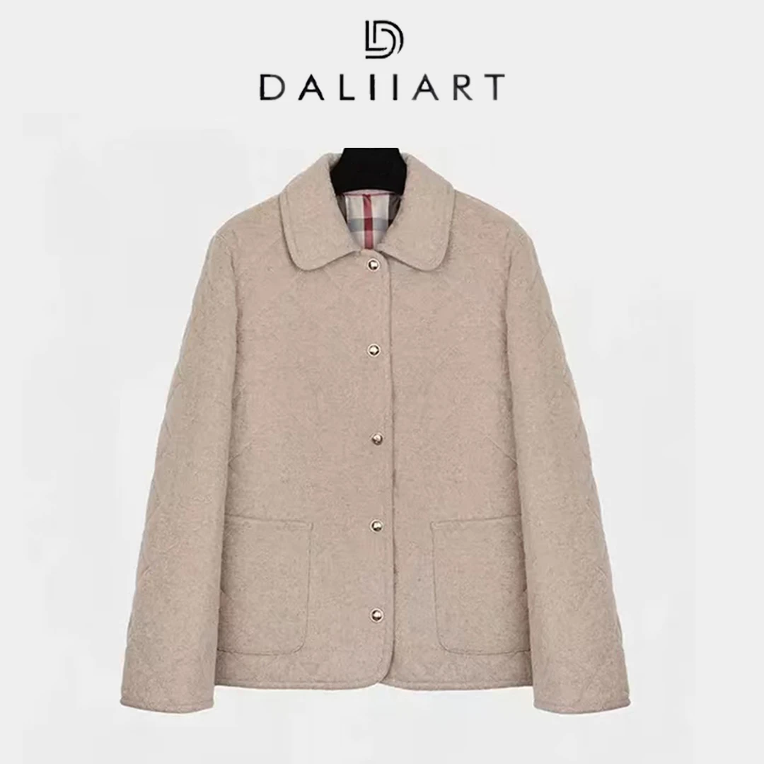 DALIART BBR棉服 丹毛集团100支绵羊毛桑蚕丝格纹冬外套DLWT0718
