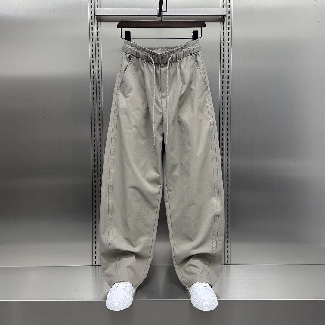美式高街时尚潮流百搭纯色小弯刀裤男2025夏季薄款宽松透气运动裤