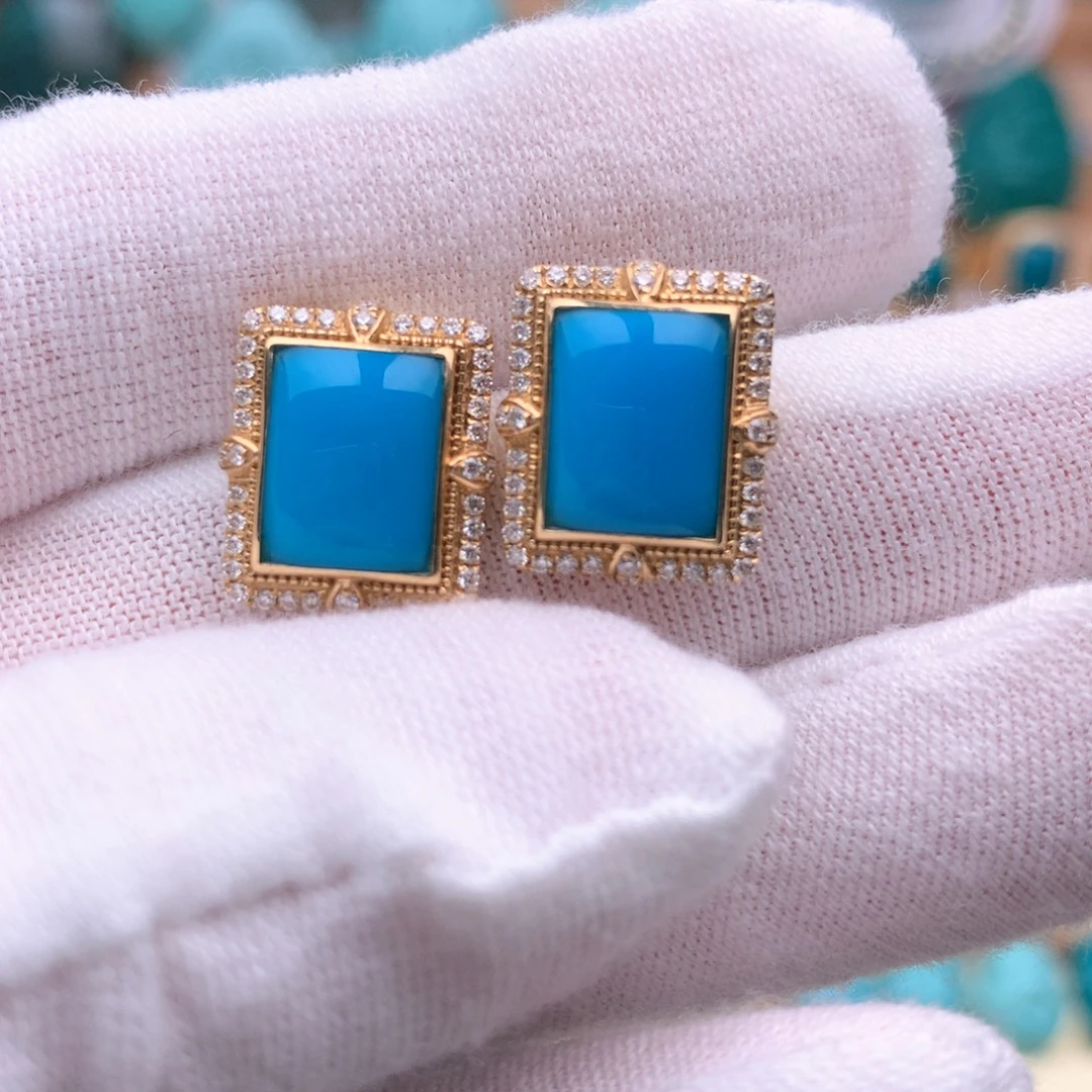 绿松石18K金镶嵌珠宝奇石