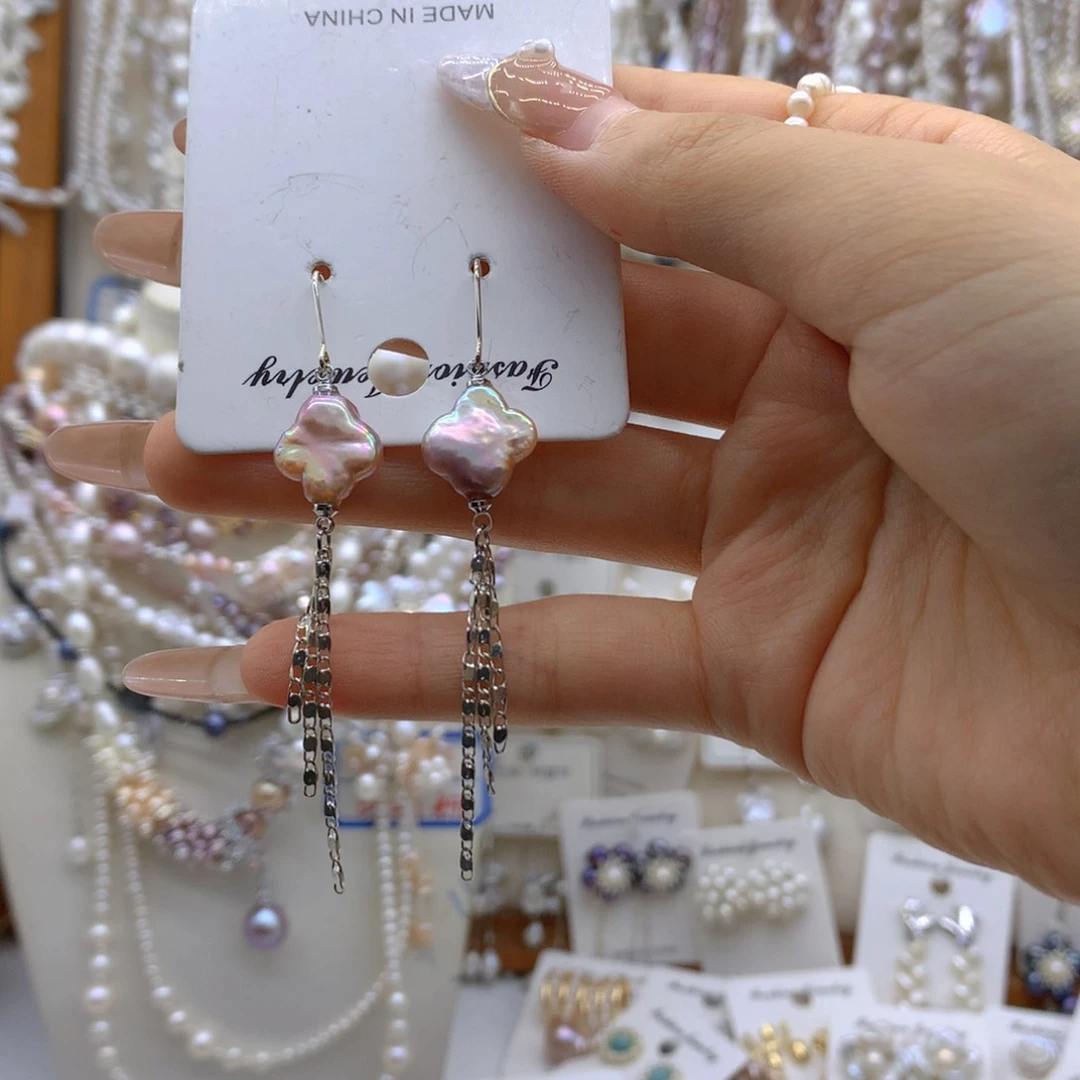 银S925镶嵌淡水珍珠耳饰