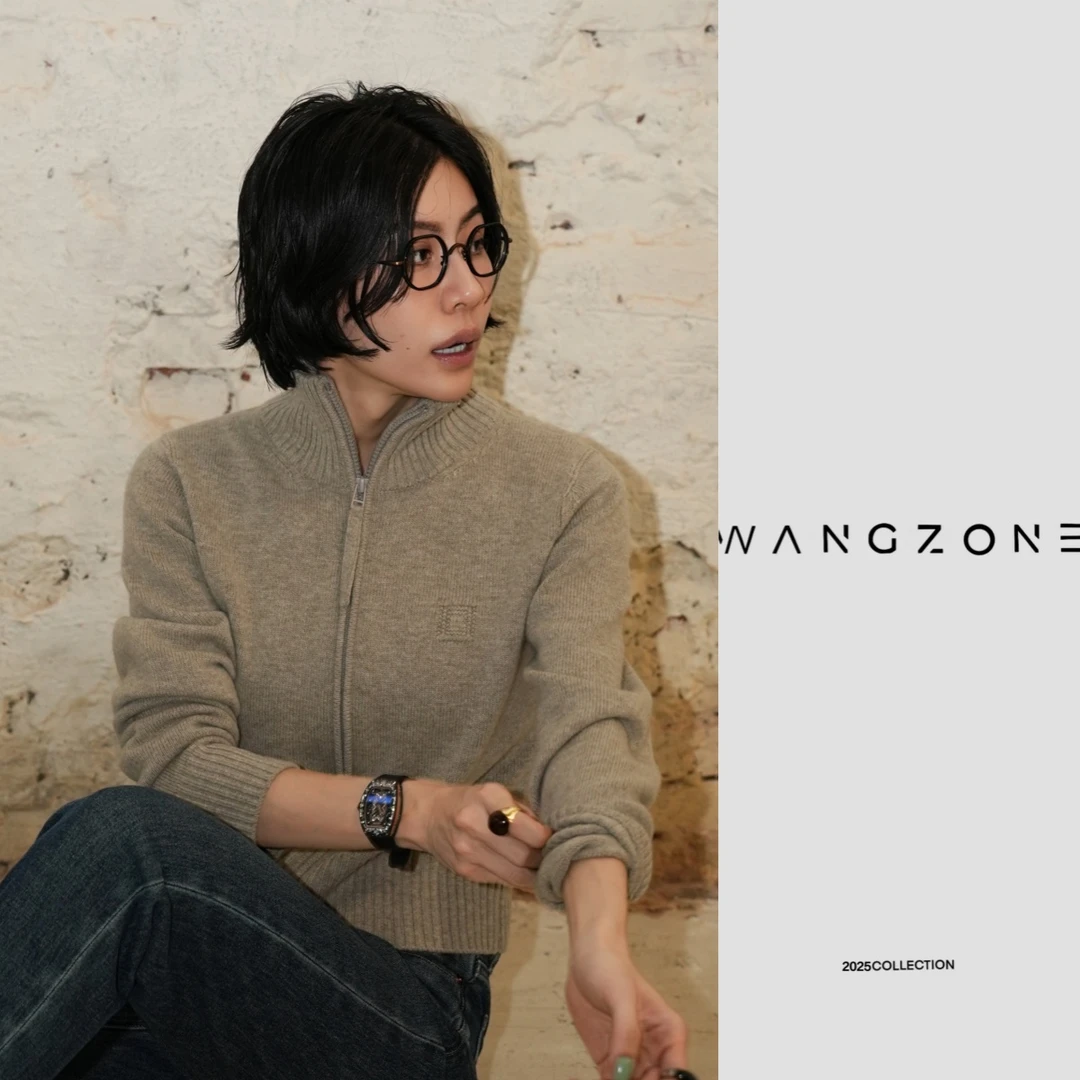 WANG ZONE | 慵懒老钱山羊绒羊毛高领双拉链修身短款