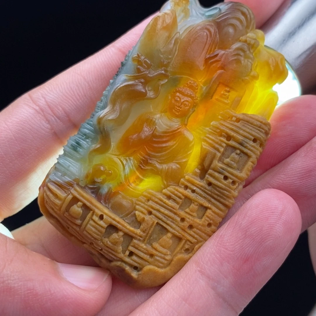 定制翡翠未镶嵌缅甸翡翠石窟佛