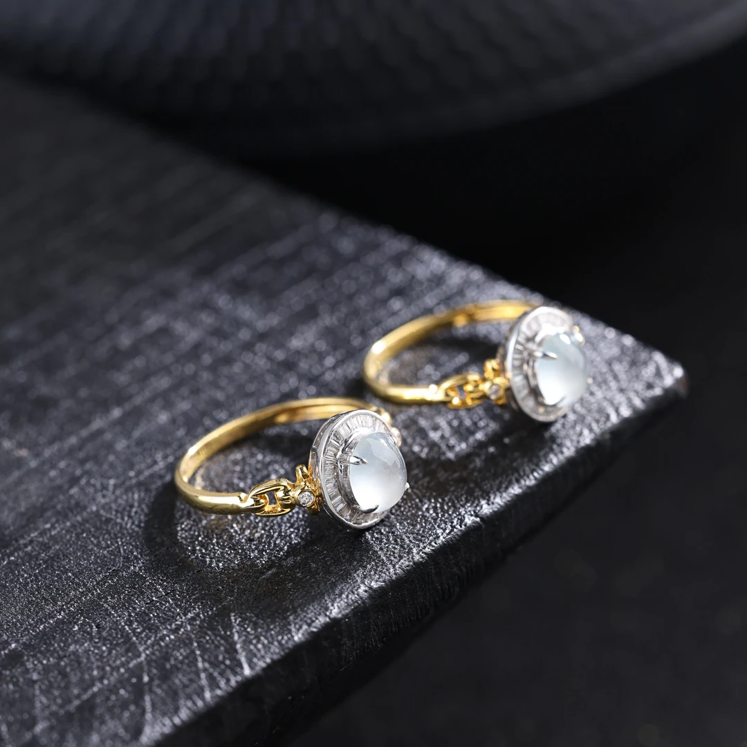 【举石臻选】TA0926-0127-7翡翠戒指18k（一件/多样性/蛋面约5mm+）E