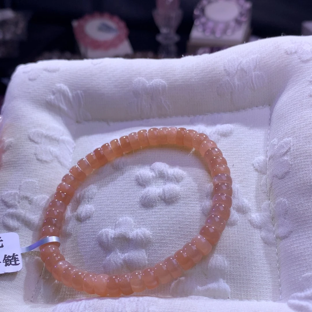 银S925镶嵌手串水晶奶茶月光算盘珠 6m+