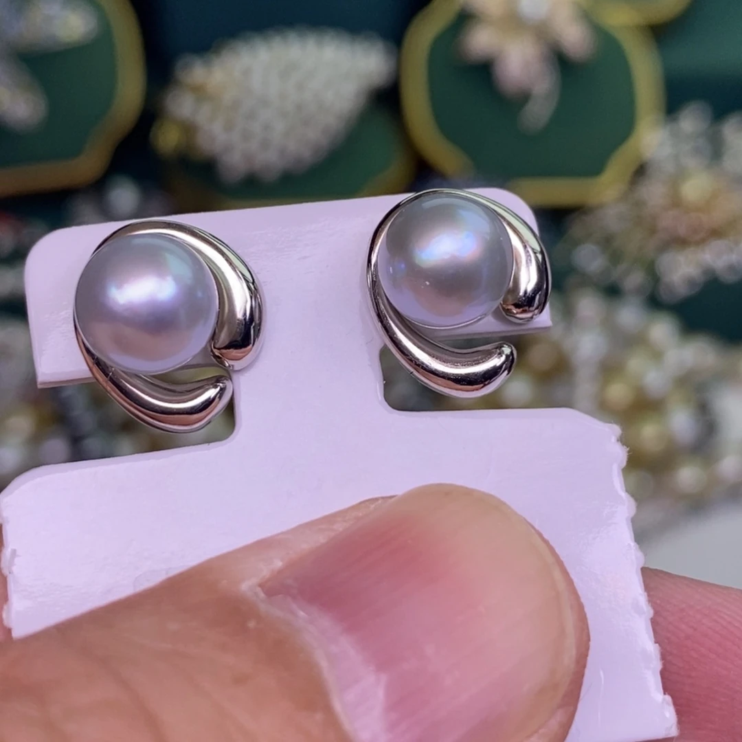 银S925镶嵌耳饰海水珍珠