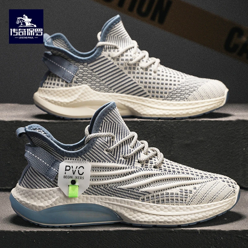 传奇保罗2025新款男士春季飞织运动鞋透气休闲百搭舒适学生潮鞋男