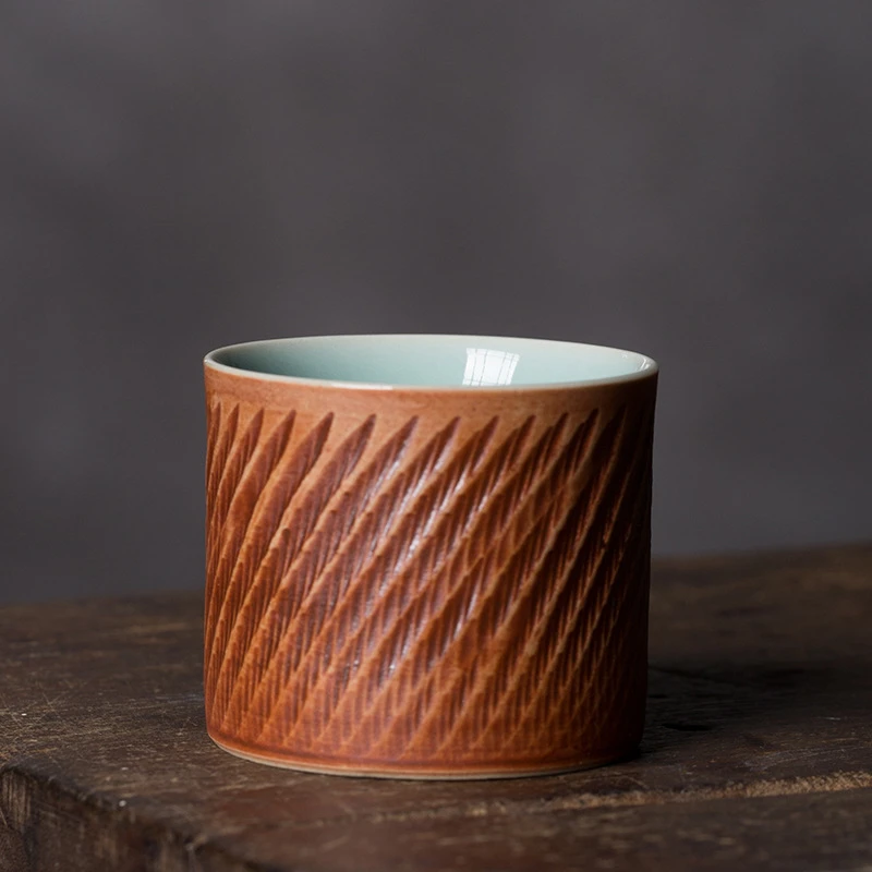 龙泉青瓷 手工跳刀主人杯功夫品茗杯单杯 陶瓷中式古茶杯礼盒装