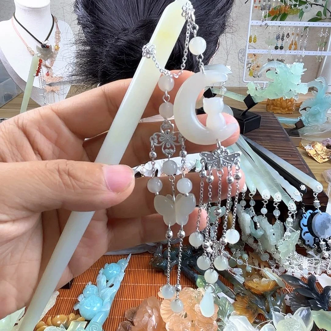 蛇纹石玉合金发饰