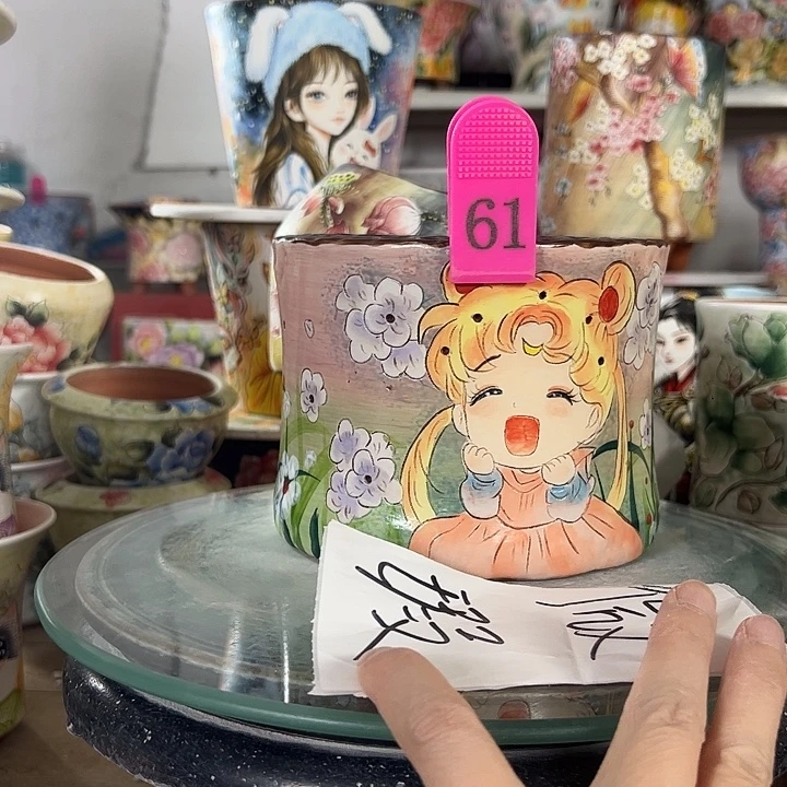 悟***～满38包邮 景德镇幸运花盆