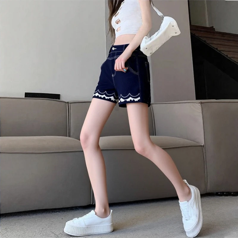 高腰2025年夏季新款显瘦阔腿牛仔短裤时尚小个子a字宽松阔腿热裤