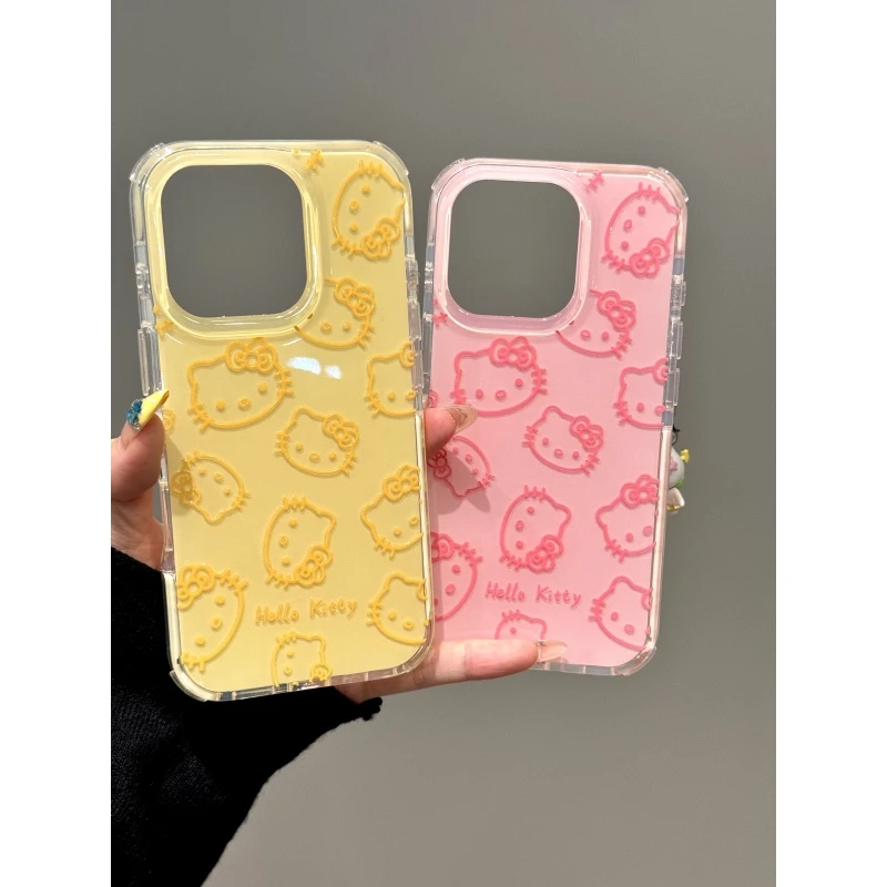 创意满屏线条可爱猫咪天使挂件适用iphone16promax苹果15手机壳14