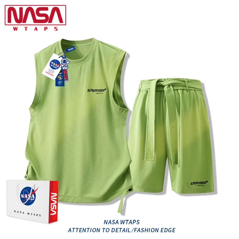 NASA WTAPS背心套装男款夏季高级感休闲短裤运动篮球穿搭一整套