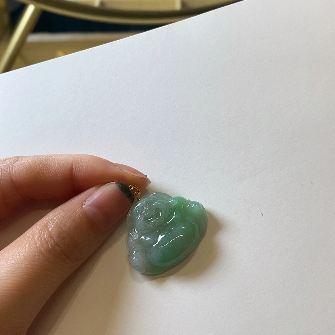 翡翠18K金镶嵌颈饰如意mq