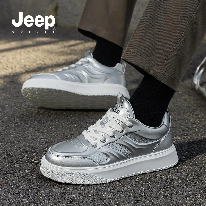 JEEPSPIRIT吉普板鞋男2025春季新款经典百搭厚底男士休闲鞋男款潮