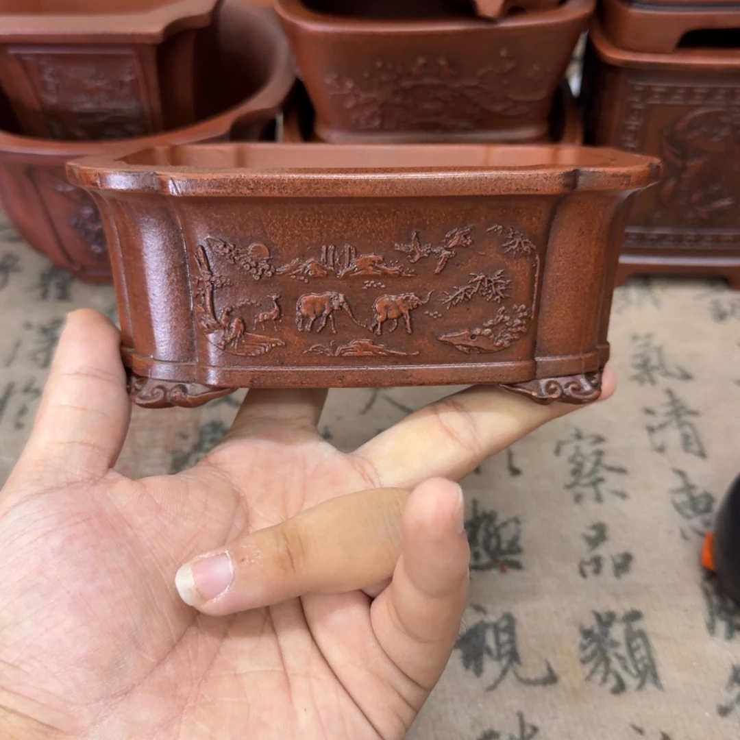 紫砂花盆13.5x9.5x5内经紫砂花盆