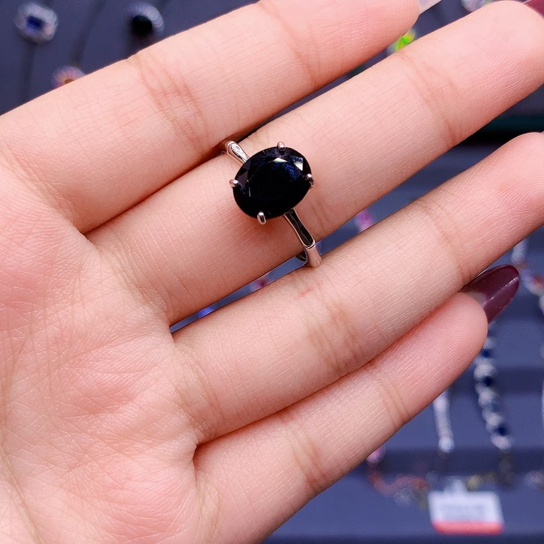 蓝宝石戒指银S925镶嵌