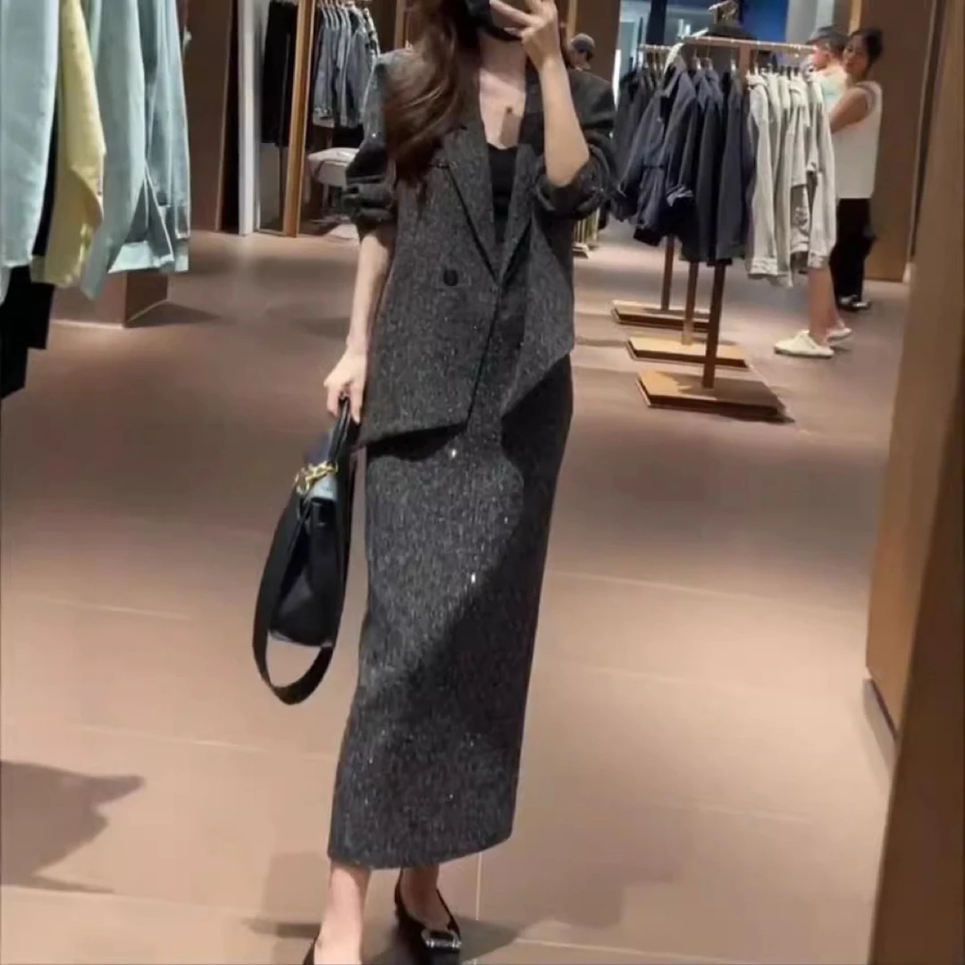 新款不规则宽松外套半身裙时尚气质大码女装