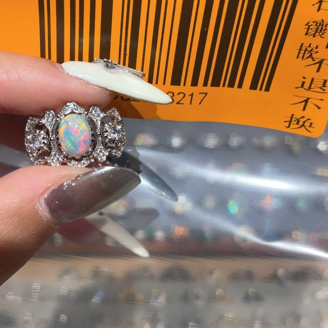 欧泊银S925镶嵌欧泊戒指R****?