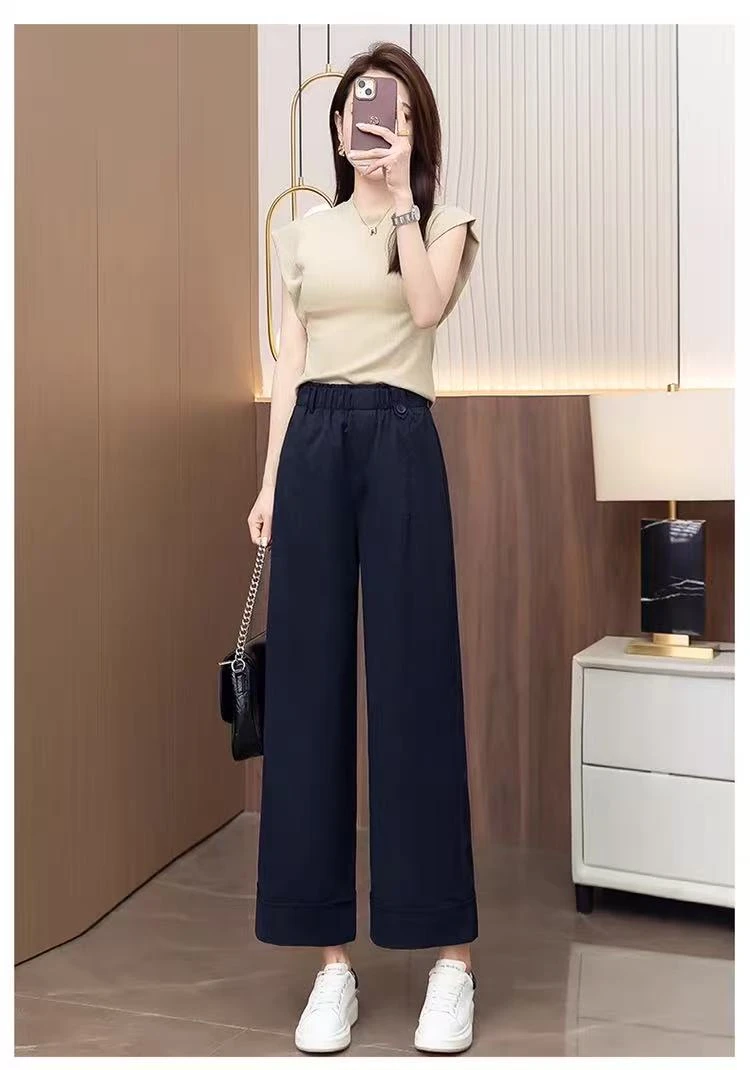 2503女士显瘦百搭宽松阔腿九分裤