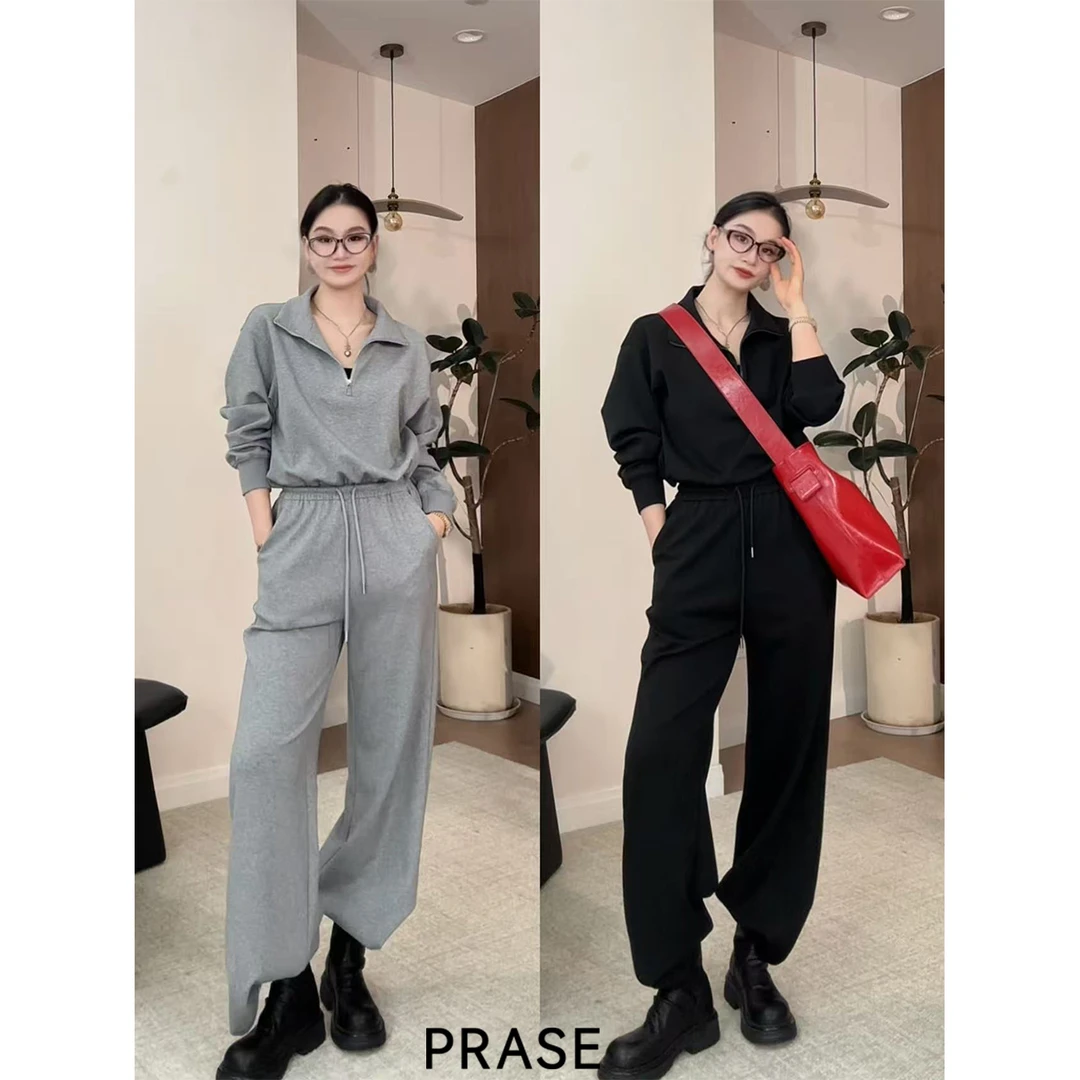 PRASE·噜【自在配方】微胖轻奢设计款秋气质针织卫衣套装PR507B12/1