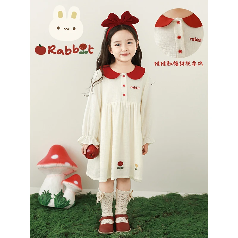 幼悠【多彩家园】春贰波女童宝宝春秋洋气针织长袖背心连衣裙 C3160