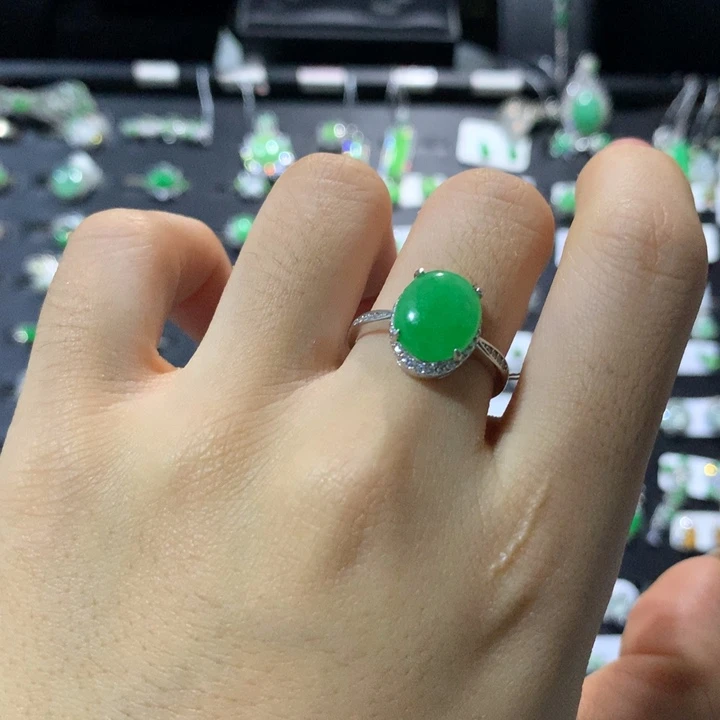 银S925镶嵌翡翠耳饰