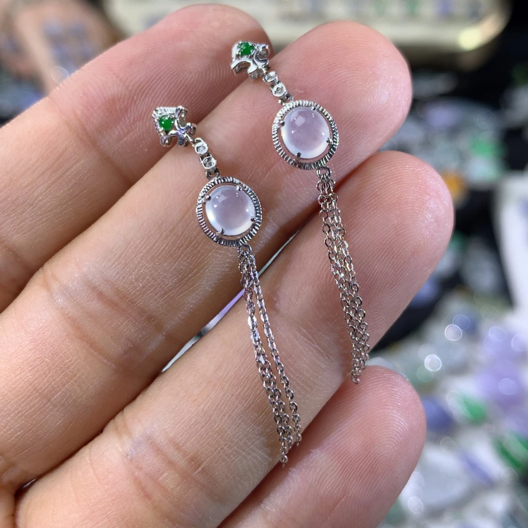 翡翠18K金镶嵌耳饰镶嵌