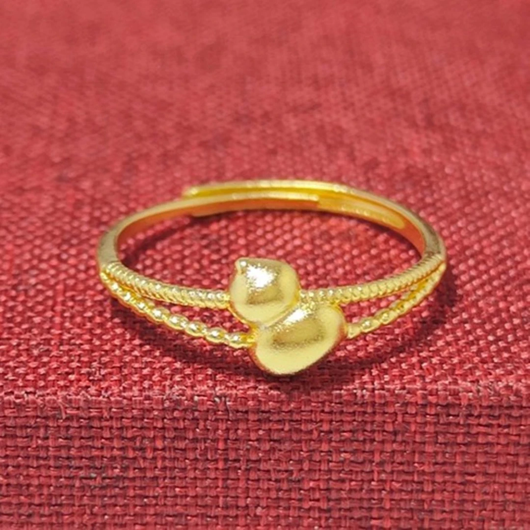 合金戒指 黄色气质百搭小葫芦戒指可调节【雯雯专享】HEJJ260