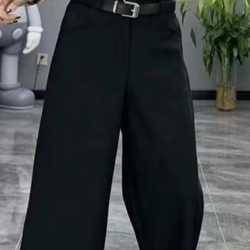 梦梦家4502款高腰阔腿西装休闲裤女显瘦舒适休闲百搭裤