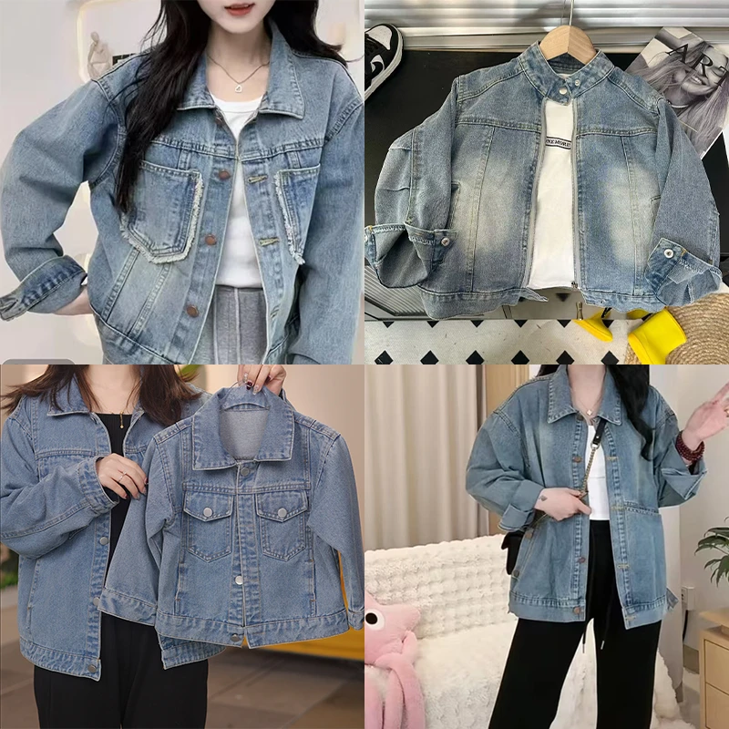 【亲子款】组合链接男女童春装牛仔外套新款洋气中春秋韩版蓝色外套