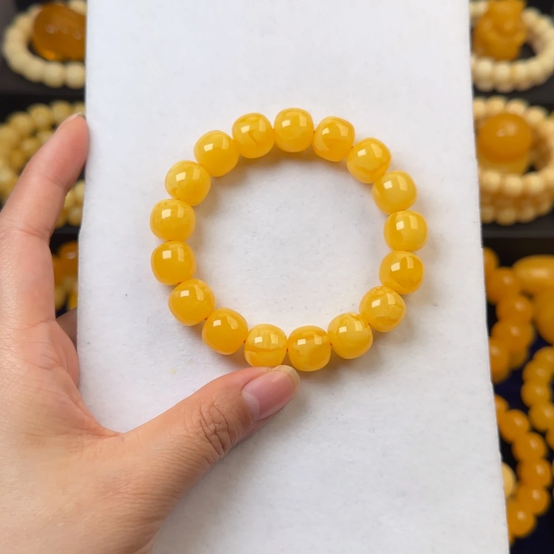 蜜蜡未镶嵌颈饰橘色同料13