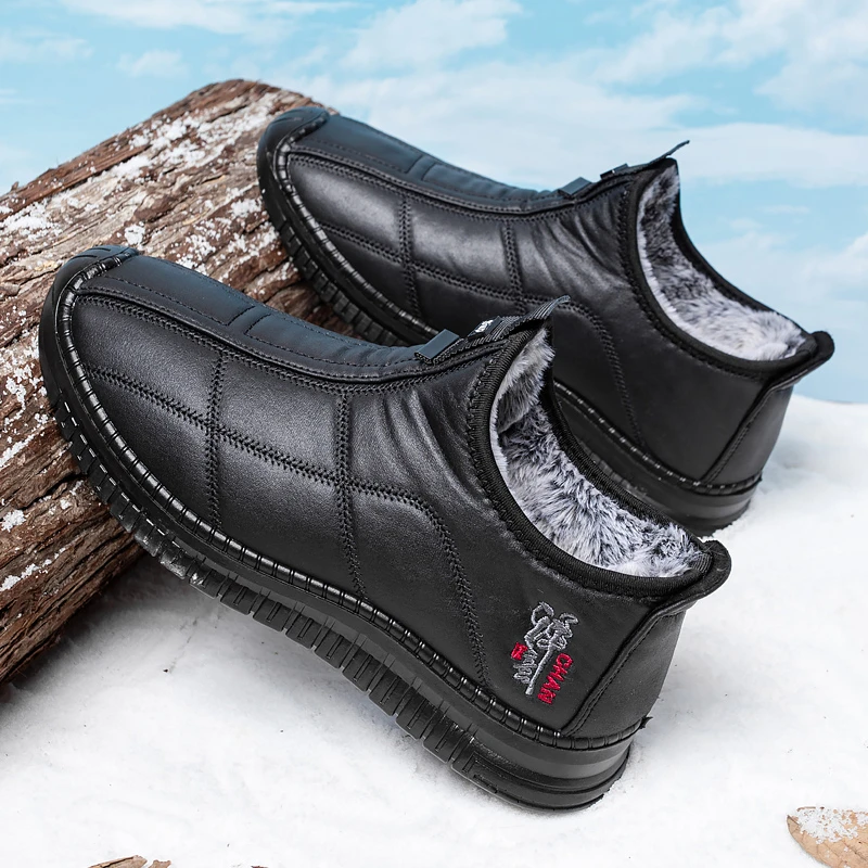 冬季棉鞋男加绒加厚中老年爸爸鞋高帮大棉靴时尚老人靴子男棉鞋