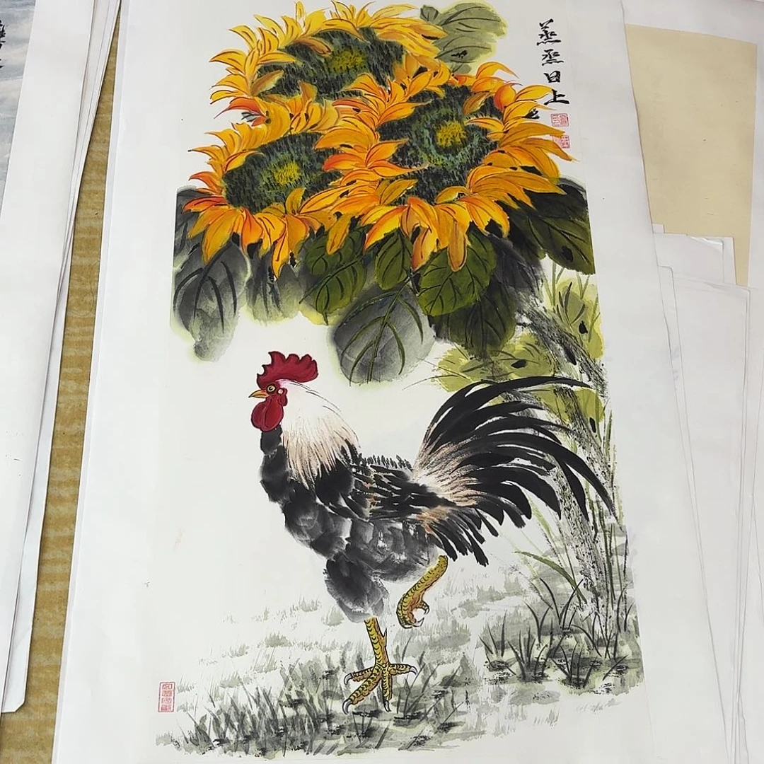 国画三尺整纸手绘作品