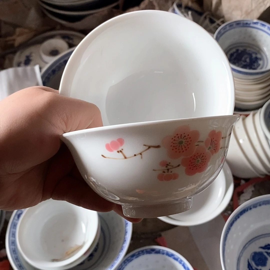 摆件4.5寸青花玲珑瓷碗