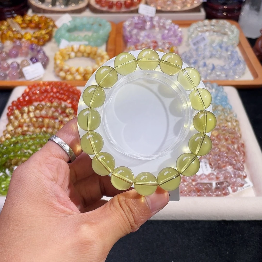 手链水晶未镶嵌荧光黄水晶13mm