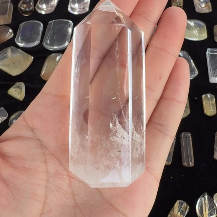 未镶嵌珠宝半成品水晶白水晶蓝针小柱