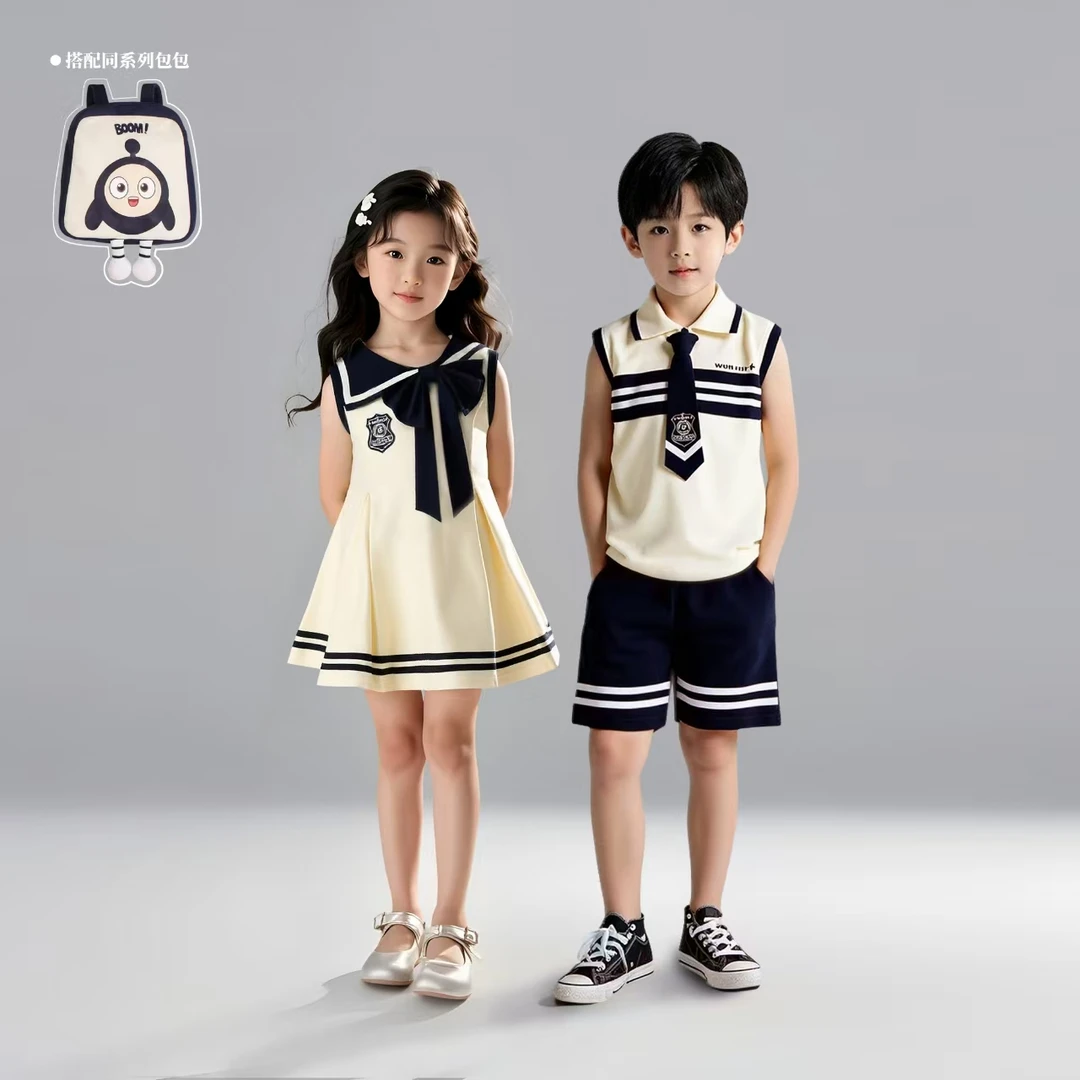 男童女童夏季洋气背心兄妹装2025儿童韩版时尚背心连衣裙D2S6-739