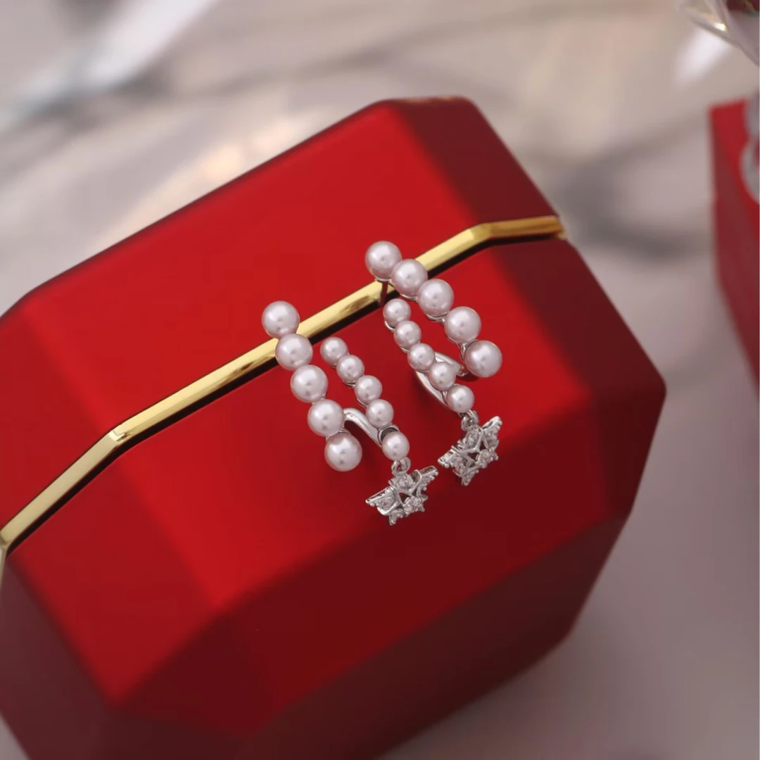 铜合金耳饰 《货号9271》刘亦菲同款五角星珠珠耳环耳坠