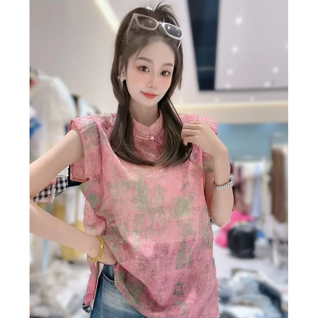 【三懿服饰】夏季新款高端定制印花盘扣上衣-8938