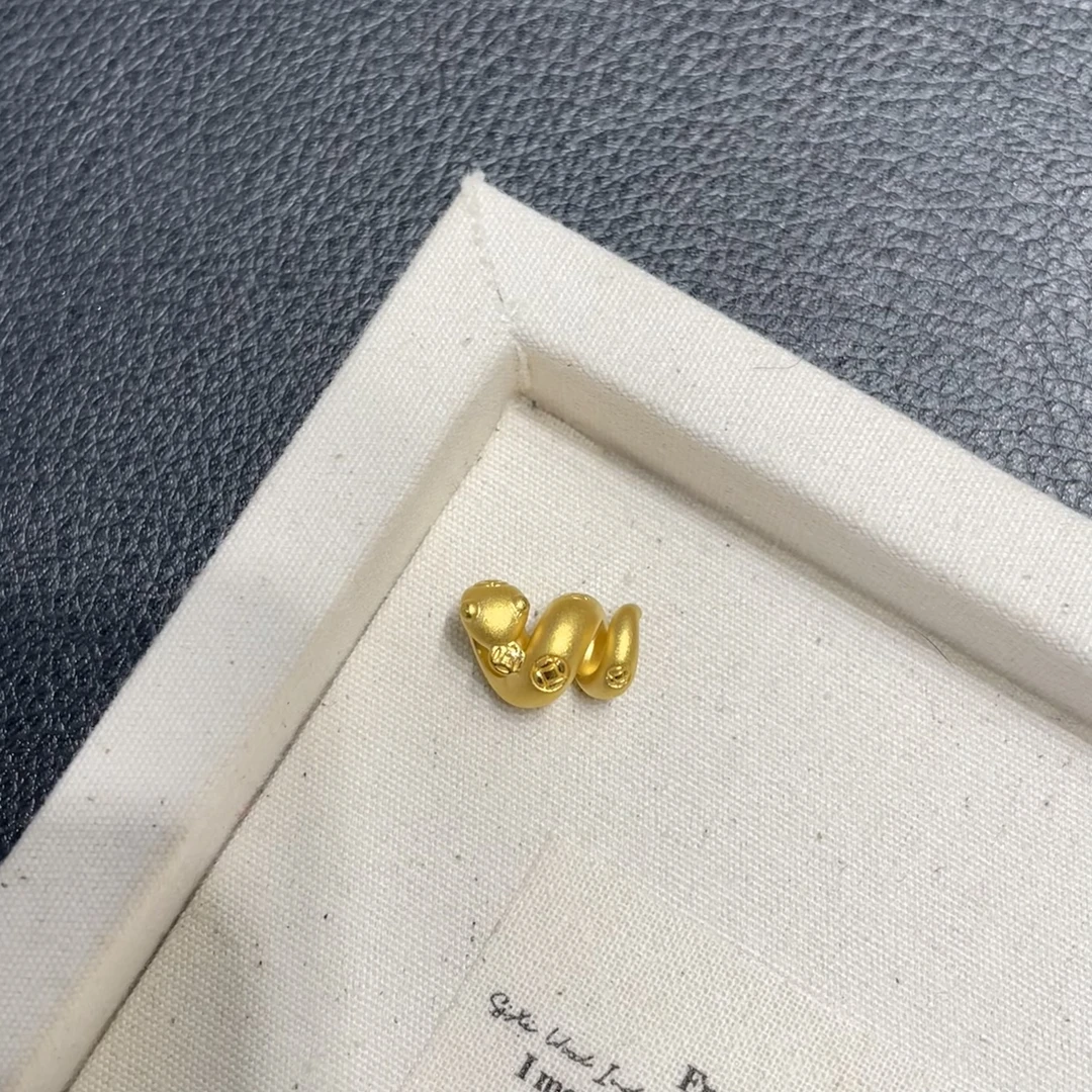 足金999钱币卷卷蛇生肖转运珠DIY配件精致时尚