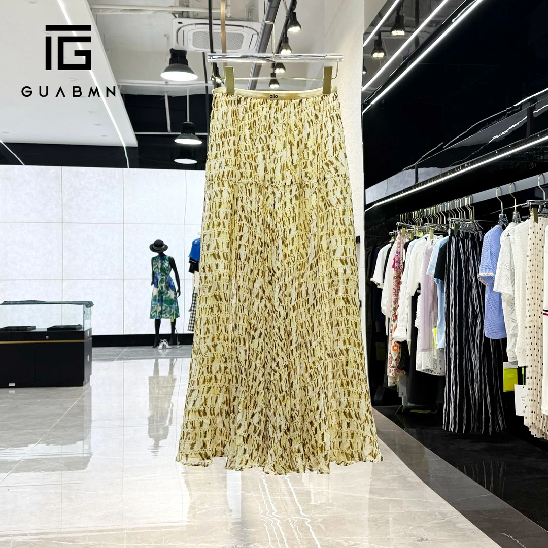 GUABMN2025夏季新款A字半身裙女碎花长款显瘦半身裙5188