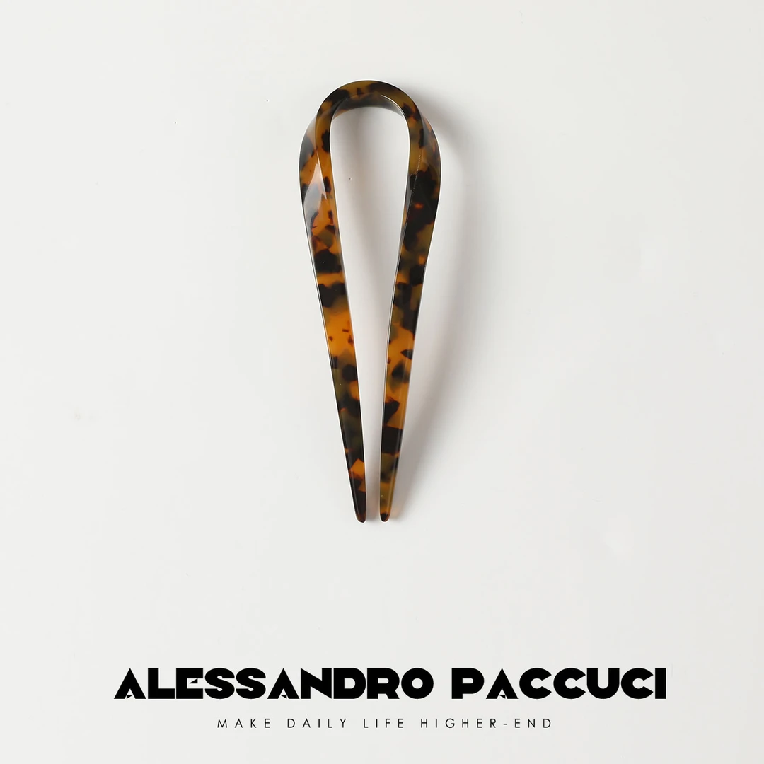 AP洛哥43047AQ【发艺】玳瑁色U形手工抛光百搭简约日常醋酸发簪