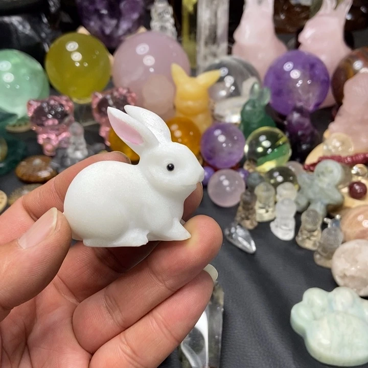 水晶摆件未镶嵌小白兔