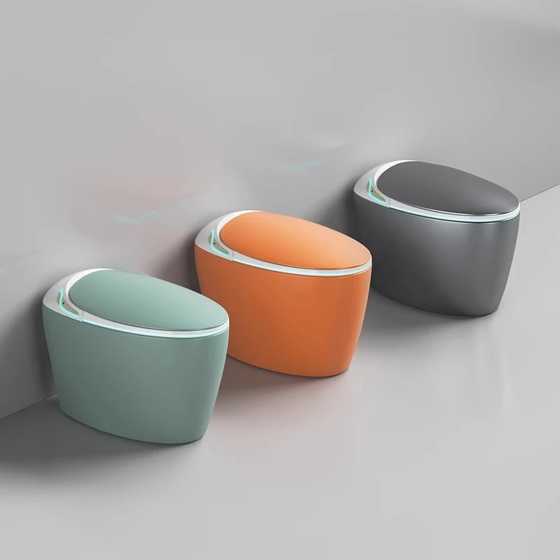 蛋形时尚轻奢彩色全自动家用智能马桶内置水箱电动一体坐便器