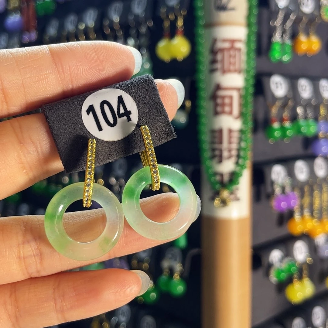 翡翠银S925镶嵌耳饰104