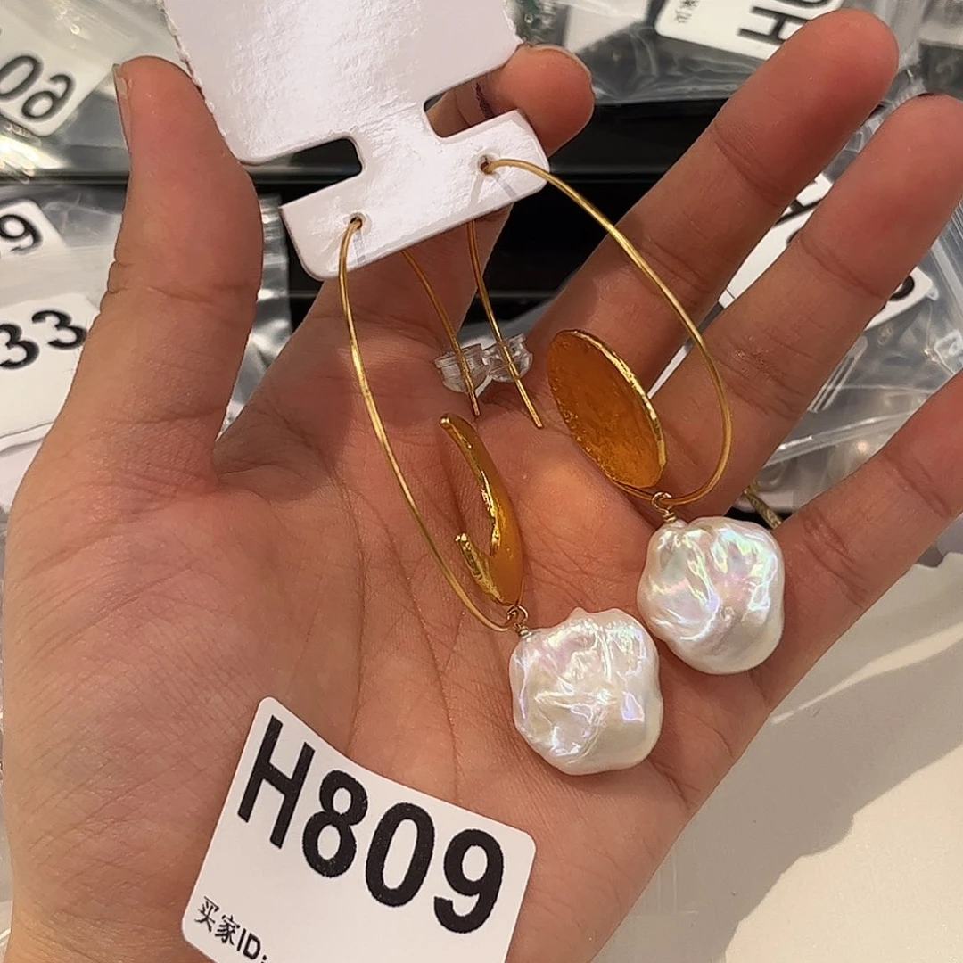 合金淡水珍珠耳饰