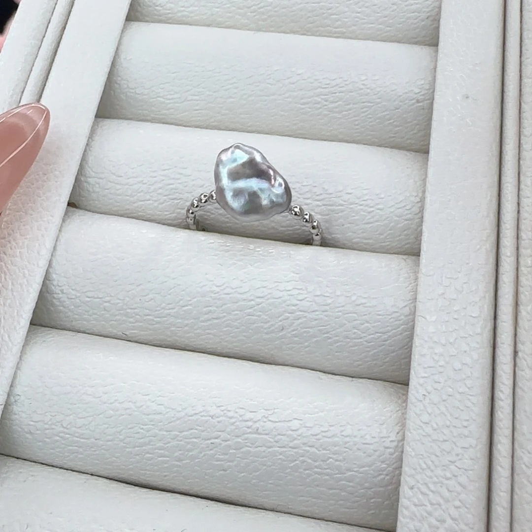 戒圈海水珍珠银S925镶嵌